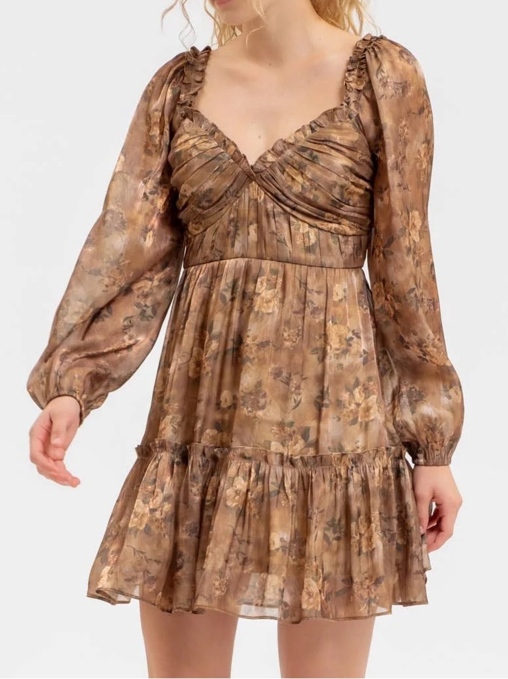 NWT Blu Pepper Floral Long Sleeve Mini Dress Meee Boho Babydoll Milk Maid Fairy